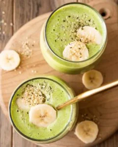 tropical green banana in smoothie